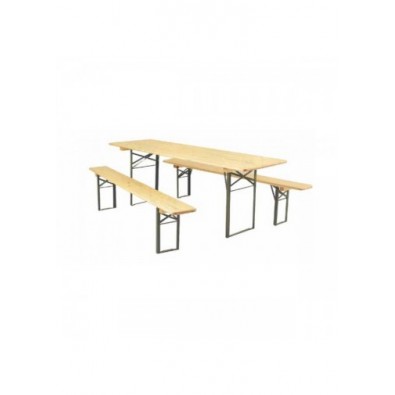 Ensemble table en bois pliante+ 2 bancs